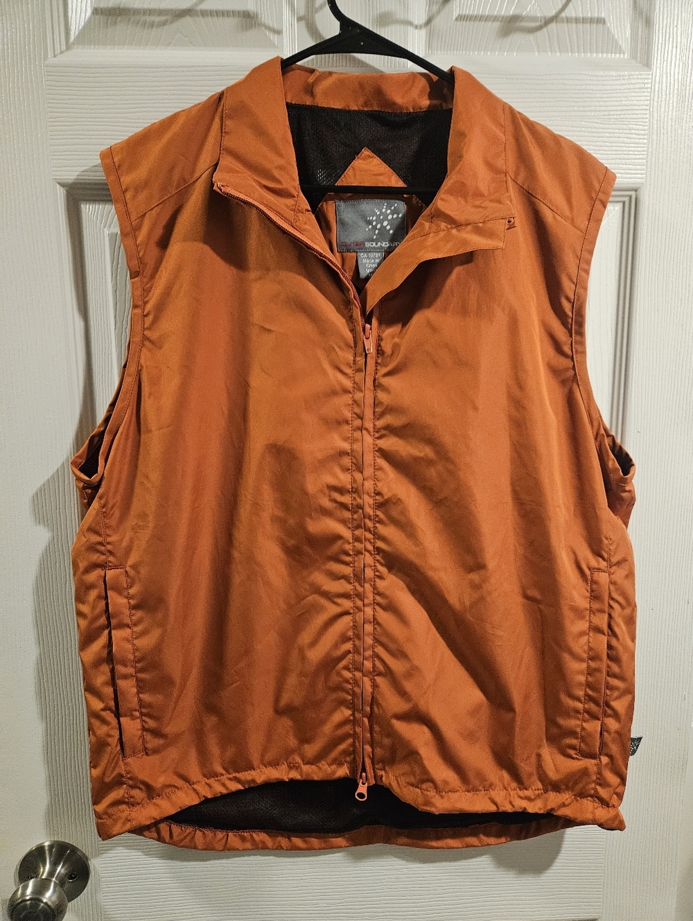 Y2K Orange Lightweight Zip Front Vest Mens